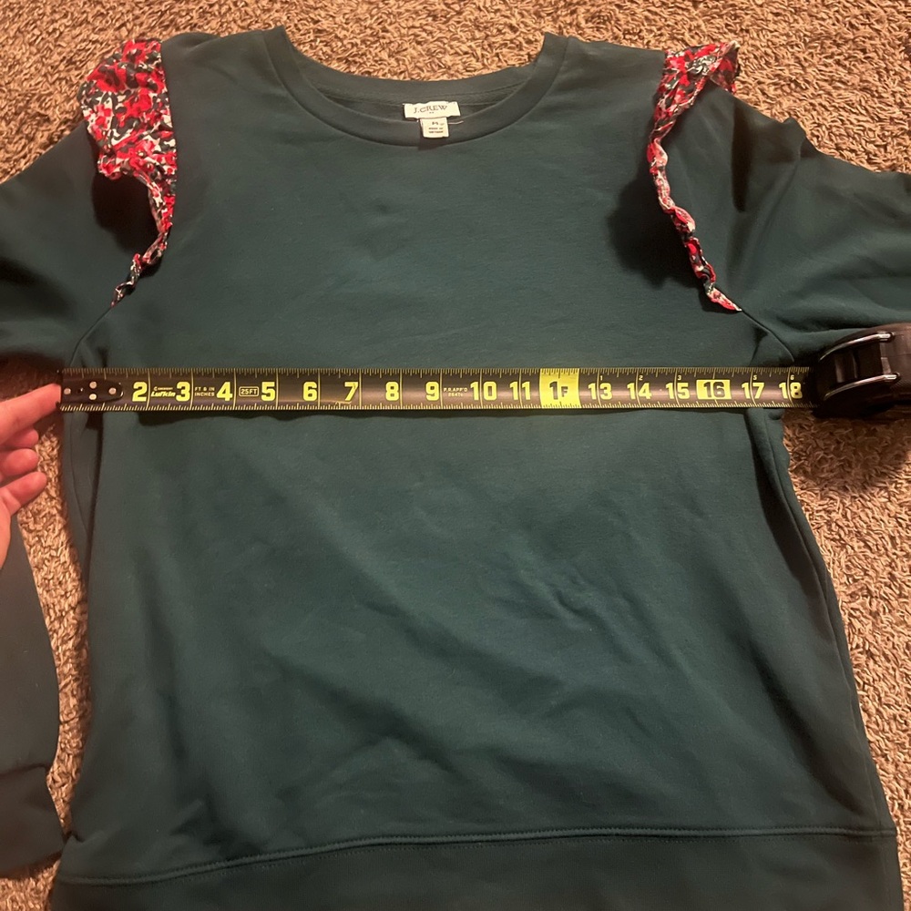 J Crew Factory Floral Ruffle Shoulder Sweatshirt - Picture 6 of 9